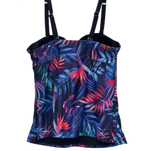 Yonique Women M Tropical Floral Print Tankini Top Adjustable Straps Padded Cups - Picture 8 of 9